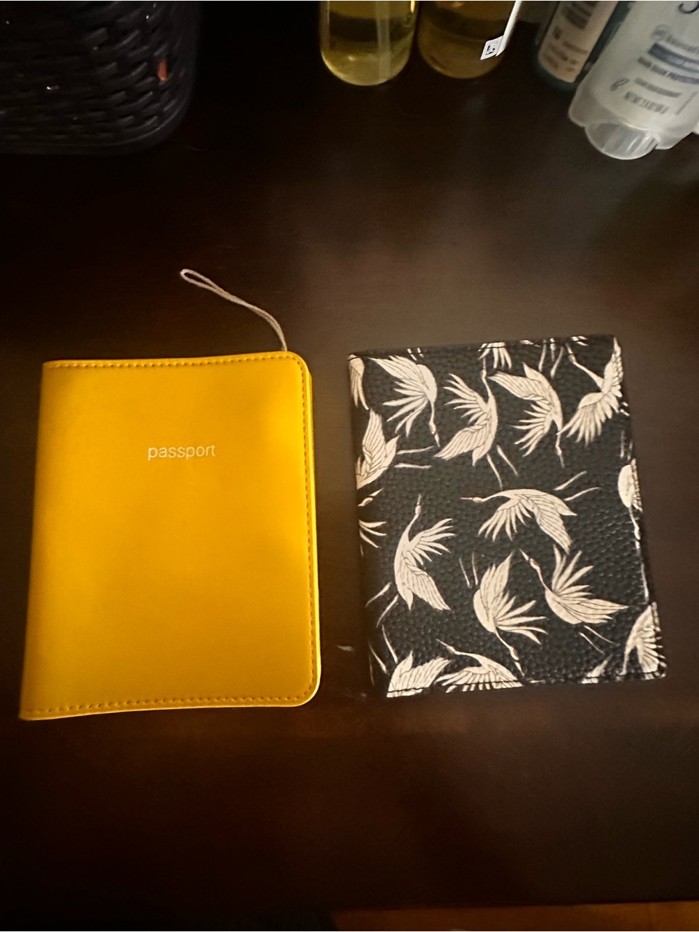 Benefit Yellow Passport Cover with Black & White Floral Passport Sleeve